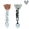 Attache tétine ours ou koala Boh'aime - Bleu - noir- 18 cm