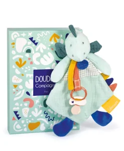 Coffret peluche dinosaure vert - Attache-tetine Filou - 23 cm