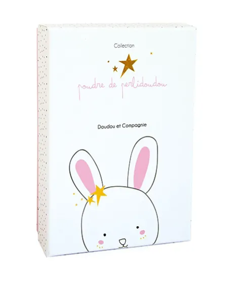 Doudou attache sucette lapin étoile rose - 15 cm
