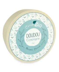 Doudou carré plat chien bleu en coton BIO - 25 cm