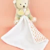 Doudou mouchoir hérisson vert et marron - 11 cm - Sans boite