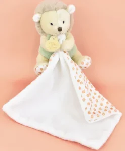 Doudou mouchoir hérisson vert et marron - 11 cm - Sans boite