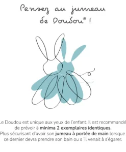 Doudou mouchoir lapin bleu - 10 cm - Boite fleur