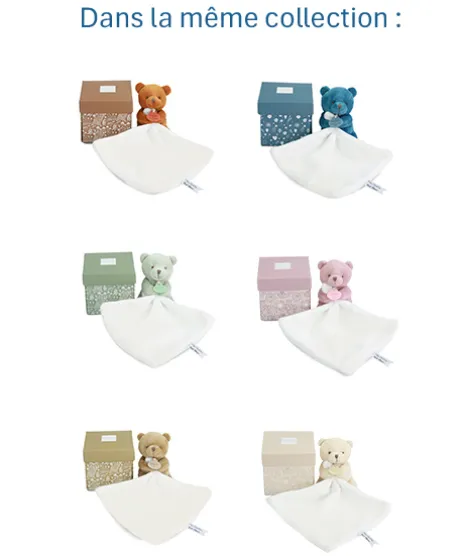 Doudou mouchoir- Mon petit ourson - Rose - 10 cm