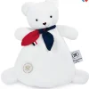 Doudou plat fabriqué en France - L'Ours Élysée - 22 cm
