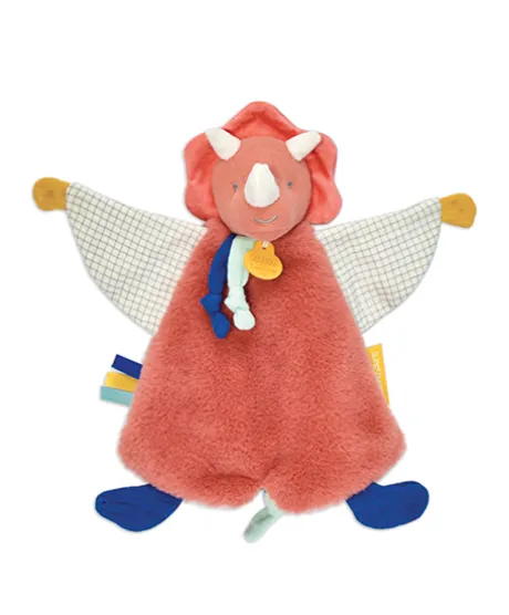 Doudou plat dinosaure orange Lou - 25 cm