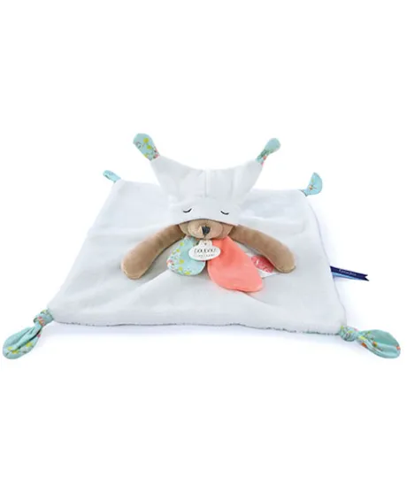 Doudou plat Ours 3 histoires - Blanc