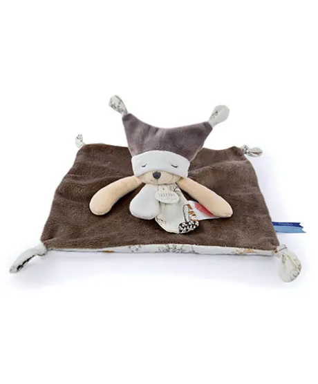 Doudou plat Ours 3 histoires - Marron