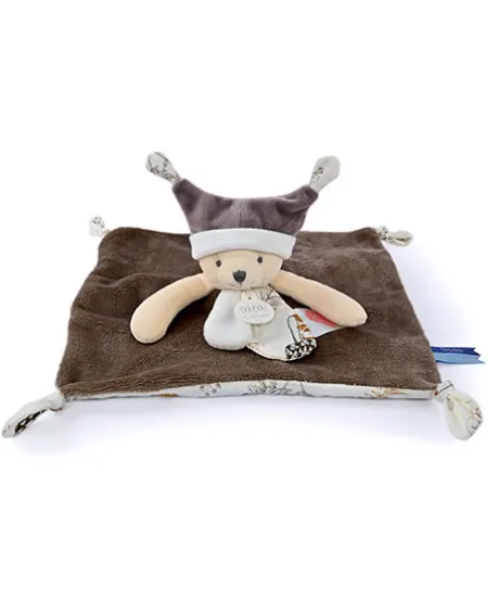Doudou plat Ours 3 histoires - Marron