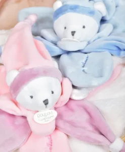 Doudou plat Ours Collector bleu - 24 cm