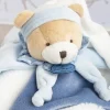 Doudou plat ours Petit chou - Bleu - 27 cm