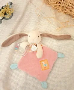 Doudou plat rose - LAPIN CIBOULETTE- 27 cm