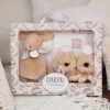 Lapin Doudou - Coffret cadeau Chaussons et Doudou Beige 15 cm