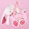 LAPIN JE T'AIME en sac cadeau - 25 cm