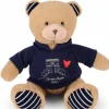 Ours en peluche marron avec sweat marine Champs Elysees - 28 cm