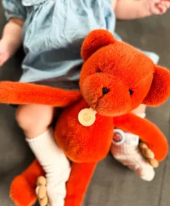 Ours en peluche Orange Terracotta - Roland Garros- 40 cm - Fabriqué en France