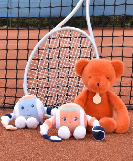 Ours en peluche Orange Terracotta - Roland Garros- 40 cm - Fabriqué en France