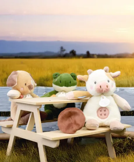 Peluche chien - 17 cm - DOUDOU de la ferme avec boite sonore