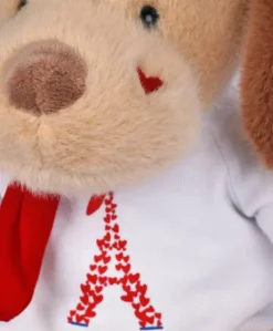 Peluche chien marron clair T Shirt Tour Eiffel - 26 cm