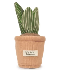 Peluche fleur - 9 cm - Botanique - Vert rayures jaunes