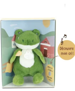 Peluche grenouille - 17 cm - DOUDOU de la ferme avec boite sonore