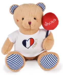 Peluche Ours beige - Bisous - 25 cm