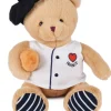 Peluche Ours beige - Chef avec baguette - 25 cm