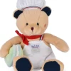 Peluche Ours beige - Chef avec Macaron vert - 28 cm