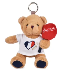 Peluche Ours beige porte cle - Bisous - 15 cm