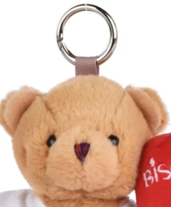 Peluche Ours beige porte cle - Bisous - 15 cm