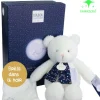 Peluche ours luminescent avec mouchoir - 28 cm - Clair de Lune