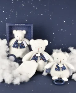 Peluche ours luminescent avec mouchoir - 28 cm - Clair de Lune
