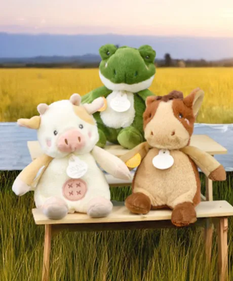 Peluche vache - 17 cm - DOUDOU de la ferme avec boite sonore