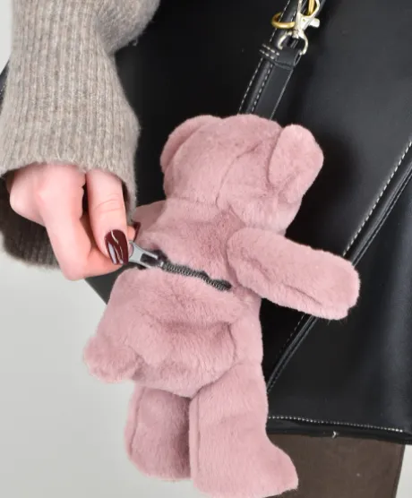 porte clé - Bijou de sac Ours peluche - 20 cm - Rose clair